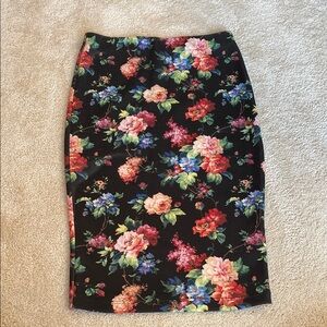 Floral Black Pencil Skirt